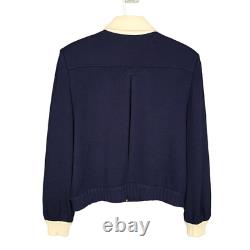 Collection ST. JOHN Marie Gray Ensemble 2 pièces M/10 Veste tricot bleu marine Pantalon à enfiler