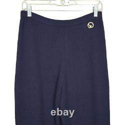 Collection ST. JOHN Marie Gray Ensemble 2 pièces M/10 Veste tricot bleu marine Pantalon à enfiler