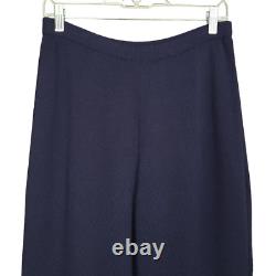 Collection ST. JOHN Marie Gray Ensemble 2 pièces M/10 Veste tricot bleu marine Pantalon à enfiler