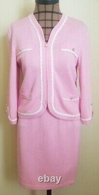 Collection ST. JOHN Marie Gray Veste tricot zippée rose femme Taille 4 + Costume jupe 2