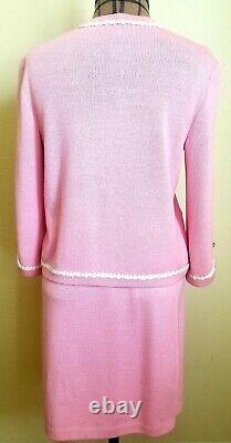 Collection ST. JOHN Marie Gray Veste tricot zippée rose femme Taille 4 + Costume jupe 2