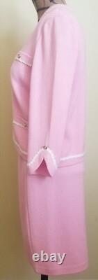 Collection ST. JOHN Marie Gray Veste tricot zippée rose femme Taille 4 + Costume jupe 2