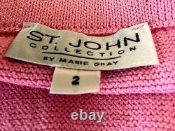 Collection ST. JOHN Marie Gray Veste tricot zippée rose femme Taille 4 + Costume jupe 2