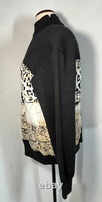 Collection ST JOHN Pull à sequins léopard gris et Pantalons en tricot noir Santana Taille M/6