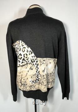 Collection ST JOHN Pull à sequins léopard gris et Pantalons en tricot noir Santana Taille M/6