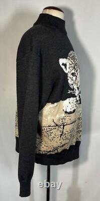 Collection ST JOHN Pull à sequins léopard gris et Pantalons en tricot noir Santana Taille M/6