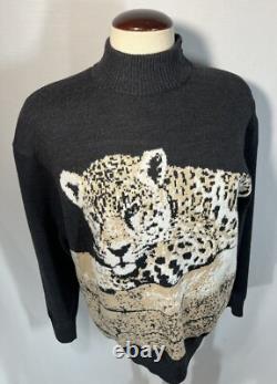 Collection ST JOHN Pull à sequins léopard gris et Pantalons en tricot noir Santana Taille M/6