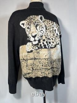 Collection ST JOHN Pull à sequins léopard gris et Pantalons en tricot noir Santana Taille M/6