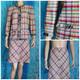 Collection St. John Veste Jupe Rose Verte L 10 12 Ensemble 2 Pièces Multicolore Franges