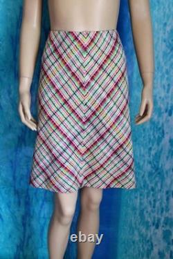 Collection ST. JOHN Veste Jupe Rose Verte L 10 12 Ensemble 2 pièces Multicolore Franges