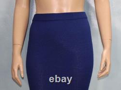 Collection ST. JOHN Veste bleue Jupe XL 14 16 Ensemble 2 pièces Boutons dorés Bordure noire