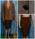Collection St John Veste Et Jupe En Maille Marron, Ensemble 2 Pi&egrave;ces Taille L 12 10, Cr&egrave;me Et Noir, Col Chemise