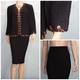 Collection St. John Veste Noire Jupe Taille L 12 10 Ensemble 2 Pi&egrave;ces Bordure En Soie Marron