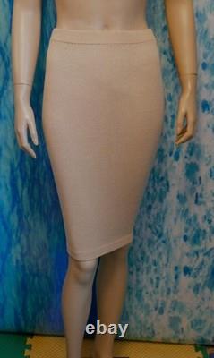 Collection ST. JOHN en maille Veste beige Jupe L 10 12 Ensemble 2 pièces Boutons Broderie