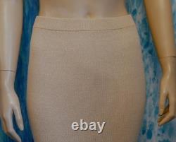 Collection ST. JOHN en maille Veste beige Jupe L 10 12 Ensemble 2 pièces Boutons Broderie