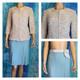 Collection St. John En Maille Veste Et Jupe Bleu Cr&egrave;me L 10 12 Ensemble 2 Pi&egrave;ces Multicolore