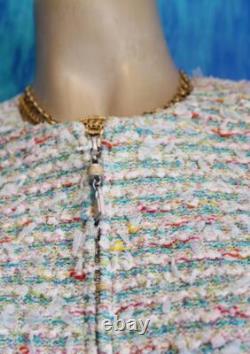 Collection ST. JOHN en maille veste et jupe bleu crème L 10 12 ensemble 2 pièces multicolore