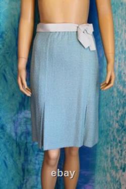 Collection ST. JOHN en maille veste et jupe bleu crème L 10 12 ensemble 2 pièces multicolore