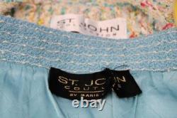 Collection ST. JOHN en maille veste et jupe bleu crème L 10 12 ensemble 2 pièces multicolore