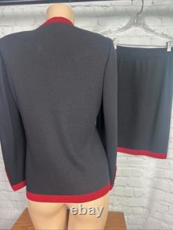 Collection St. John Cardigan Tricot et Jupe Femme Grande Noir/Rouge Taille Petite/4