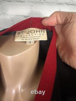Collection St. John Cardigan Tricot et Jupe Femme Grande Noir/Rouge Taille Petite/4