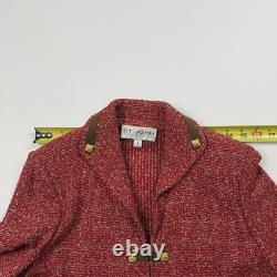 Collection St John Ensemble 2 Pièces Jupe en Tweed Boucle Rouge Veste en Suède Dorée Taille 4