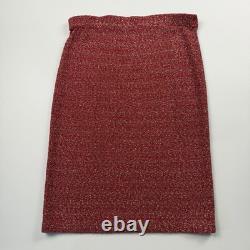 Collection St John Ensemble 2 Pièces Jupe en Tweed Boucle Rouge Veste en Suède Dorée Taille 4