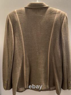 Collection St John Ensemble 2 pièces Veste en tricot chevron taupe et jupe, Taille 12