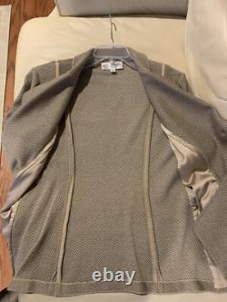 Collection St John Ensemble 2 pièces Veste en tricot chevron taupe et jupe, Taille 12