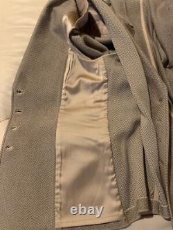 Collection St John Ensemble 2 pièces Veste en tricot chevron taupe et jupe, Taille 12