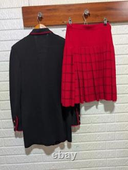 Collection St. John Ensemble Femme Deux Pièces Blazer & Jupe Plissée Taille 10