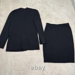 Collection St John Ensemble Noir Santana Tricot Jupe & Veste Taille 2 Or