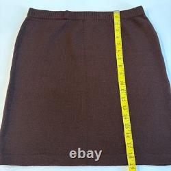 Collection St John Ensemble Tricot Santana 2 Pièces Veste Jupe Bordure Boucle Marron Taille 6