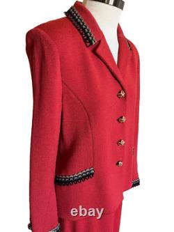 Collection St. John Ensemble de Tailleur Jupe Marie Gray Tricot Santana Rouge Cinnabar Taille 6