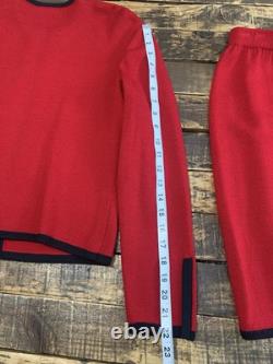 Collection St. John Ensemble en Tricot 2 Pièces Veste Jupe Femme 2 Rouge/Noir Vintage USA