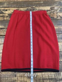 Collection St. John Ensemble en Tricot 2 Pièces Veste Jupe Femme 2 Rouge/Noir Vintage USA