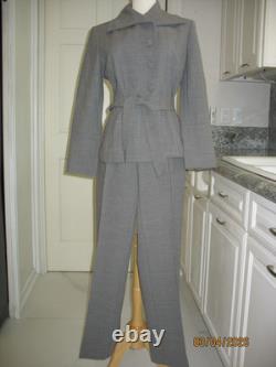 Collection St. John Ensemble veste et pantalon en laine 100 % gris à nouer soi-même taille 6