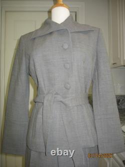 Collection St. John Ensemble veste et pantalon en laine 100 % gris à nouer soi-même taille 6