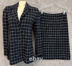 Collection St. John Femme Cardigan à carreaux 4 avec Jupe 6 Ensemble de tricot USA