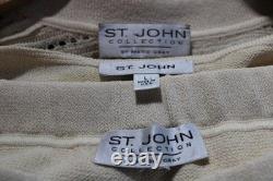 Collection St. John Jaquette jaune, jupe, haut XL 14 12 16 costume 3 pièces boutons crochet