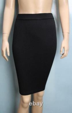 Collection St. John Jupe Yellow Jacket Taille L 10 12 Costume 2 pièces Bord noir Boutons