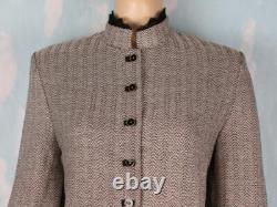 Collection St. John Maille Veste noire et crème Jupe L 12 14 Ensemble 2 pièces avec bordure en dentelle