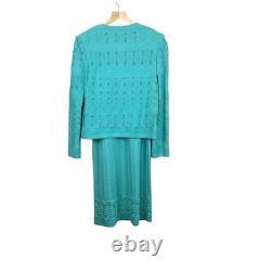 Collection St John Marie Gray Ensemble de robe 2 pièces en laine Santana verte Taille 4