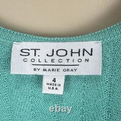 Collection St John Marie Gray Ensemble de robe 2 pièces en laine Santana verte Taille 4