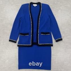 Collection St. John Marie Gray Femmes 6 Ensemble Tricot Frangé Bleu Veste Cardigan