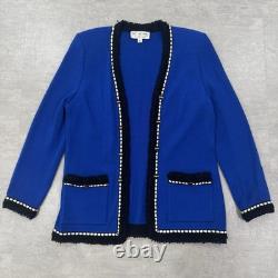 Collection St. John Marie Gray Femmes 6 Ensemble Tricot Frangé Bleu Veste Cardigan