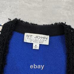 Collection St. John Marie Gray Femmes 6 Ensemble Tricot Frangé Bleu Veste Cardigan