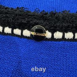 Collection St. John Marie Gray Femmes 6 Ensemble Tricot Frangé Bleu Veste Cardigan