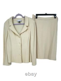 Collection St John Santana Tricot Classique en Laine Costume Jupe Luxe Designer