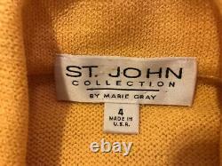 Collection St. John Santana Tricot Femme Ensemble 2 Pièces Veste Jaune et Jupe